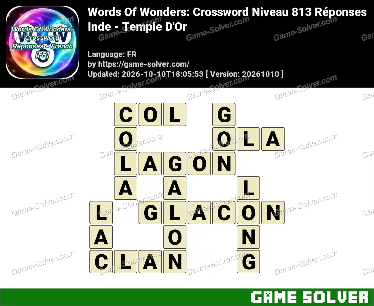 Words Of Wonders: Crossword Niveau 813 Réponses – Inde – Temple D’Or